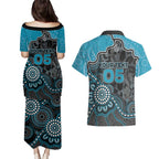 Custom Power Football Couples Matching Puletasi and Hawaiian Shirt Aboriginal Dot Art Pattern