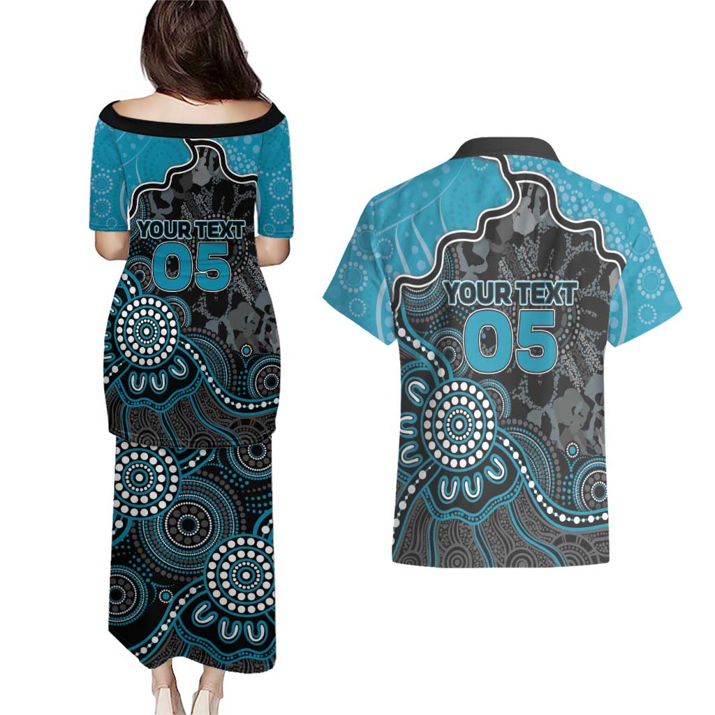 Custom Power Football Couples Matching Puletasi and Hawaiian Shirt Aboriginal Dot Art Pattern