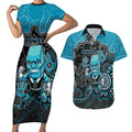 Custom Power Football Couples Matching Short Sleeve Bodycon Dress and Hawaiian Shirt Aboriginal Dot Art Pattern