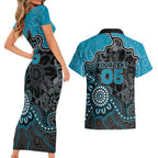 Custom Power Football Couples Matching Short Sleeve Bodycon Dress and Hawaiian Shirt Aboriginal Dot Art Pattern