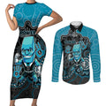 Custom Power Football Couples Matching Short Sleeve Bodycon Dress and Long Sleeve Button Shirt Aboriginal Dot Art Pattern