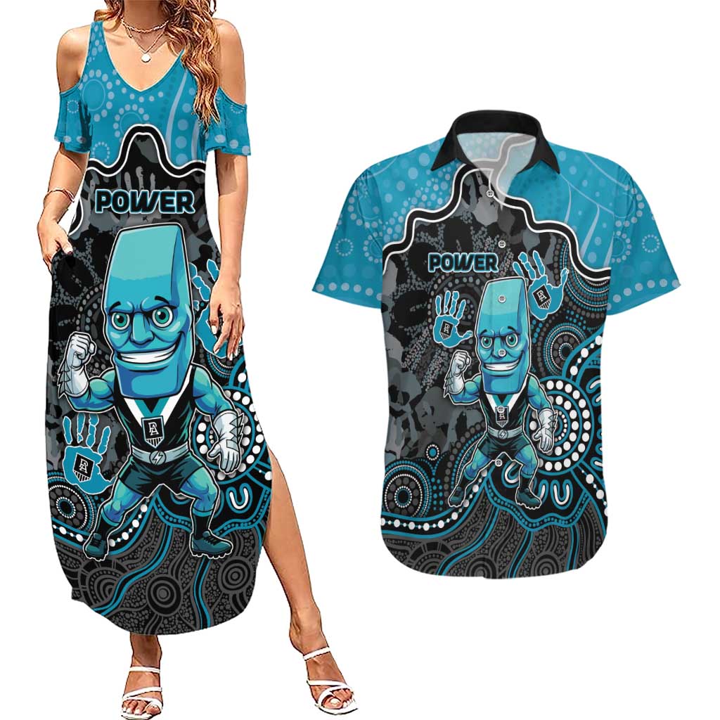 Custom Power Football Couples Matching Summer Maxi Dress and Hawaiian Shirt Aboriginal Dot Art Pattern