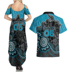 Custom Power Football Couples Matching Summer Maxi Dress and Hawaiian Shirt Aboriginal Dot Art Pattern