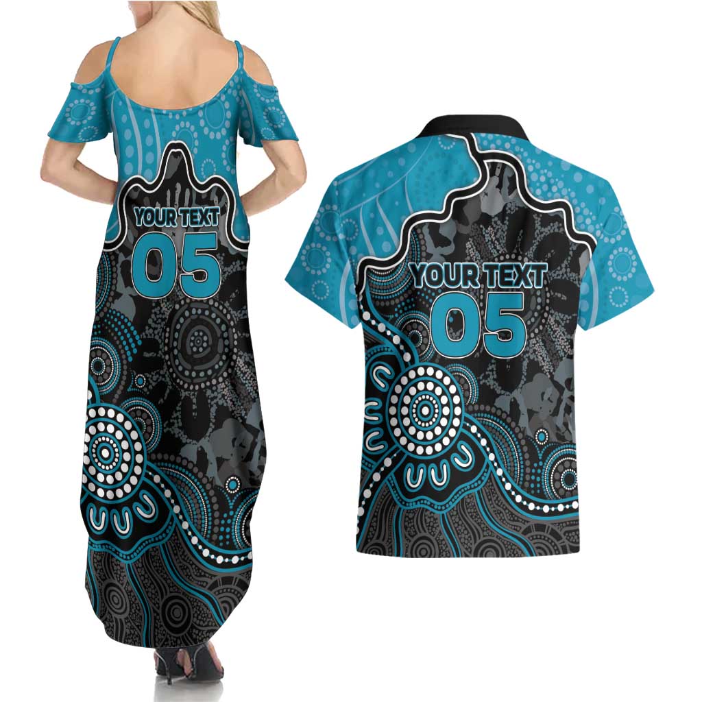 Custom Power Football Couples Matching Summer Maxi Dress and Hawaiian Shirt Aboriginal Dot Art Pattern