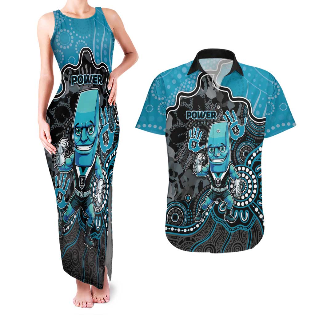 Custom Power Football Couples Matching Tank Maxi Dress and Hawaiian Shirt Aboriginal Dot Art Pattern