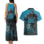 Custom Power Football Couples Matching Tank Maxi Dress and Hawaiian Shirt Aboriginal Dot Art Pattern