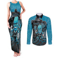 Custom Power Football Couples Matching Tank Maxi Dress and Long Sleeve Button Shirt Aboriginal Dot Art Pattern