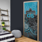 Custom Power Football Door Cover Aboriginal Dot Art Pattern