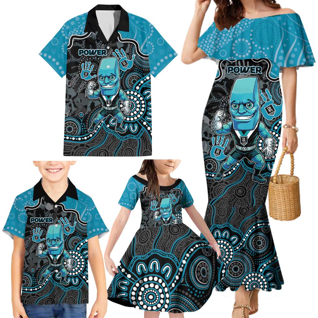 Custom Power Football Family Matching Mermaid Dress and Hawaiian Shirt Aboriginal Dot Art Pattern