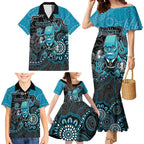 Custom Power Football Family Matching Mermaid Dress and Hawaiian Shirt Aboriginal Dot Art Pattern