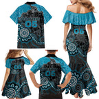 Custom Power Football Family Matching Mermaid Dress and Hawaiian Shirt Aboriginal Dot Art Pattern