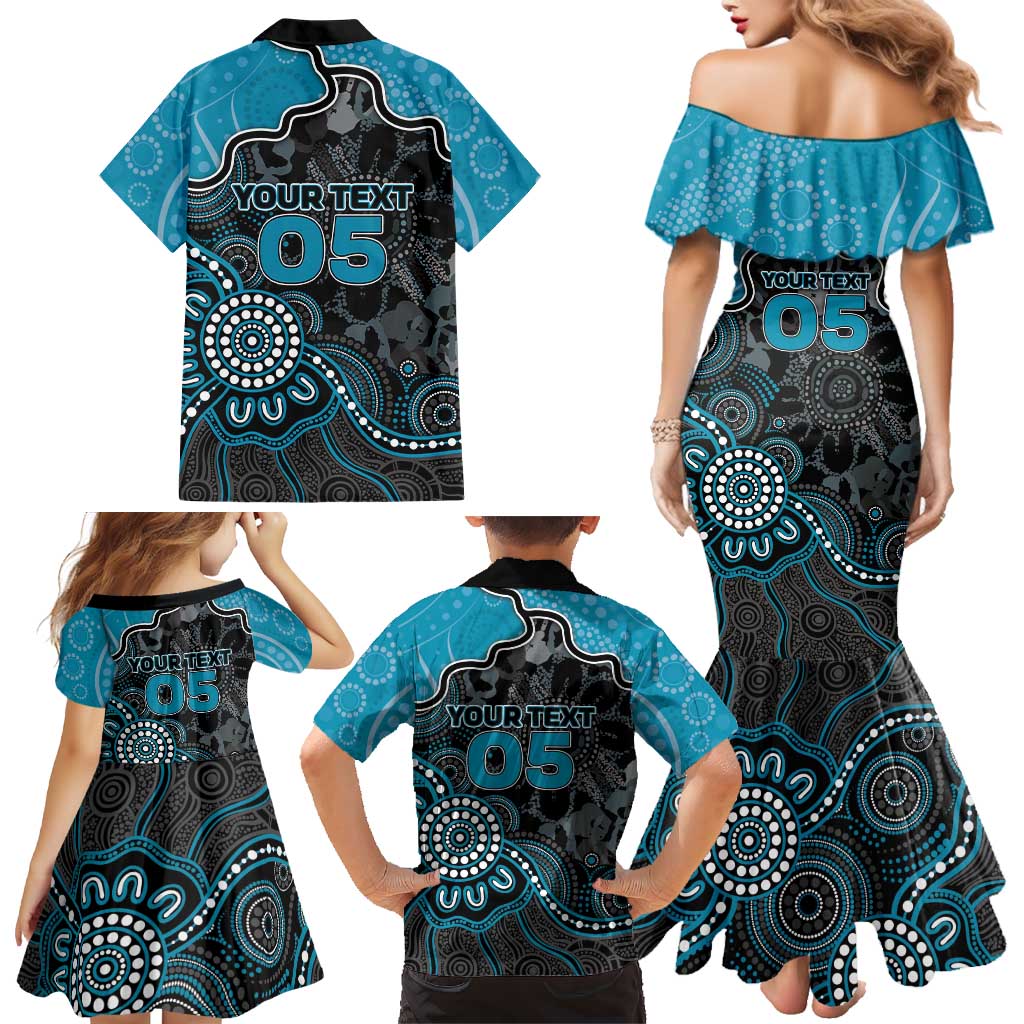 Custom Power Football Family Matching Mermaid Dress and Hawaiian Shirt Aboriginal Dot Art Pattern
