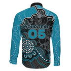 Custom Power Football Family Matching Off The Shoulder Long Sleeve Dress and Hawaiian Shirt Aboriginal Dot Art Pattern