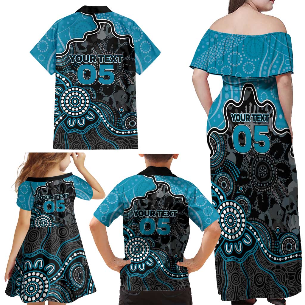 Custom Power Football Family Matching Off Shoulder Maxi Dress and Hawaiian Shirt Aboriginal Dot Art Pattern