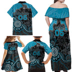 Custom Power Football Family Matching Off Shoulder Maxi Dress and Hawaiian Shirt Aboriginal Dot Art Pattern