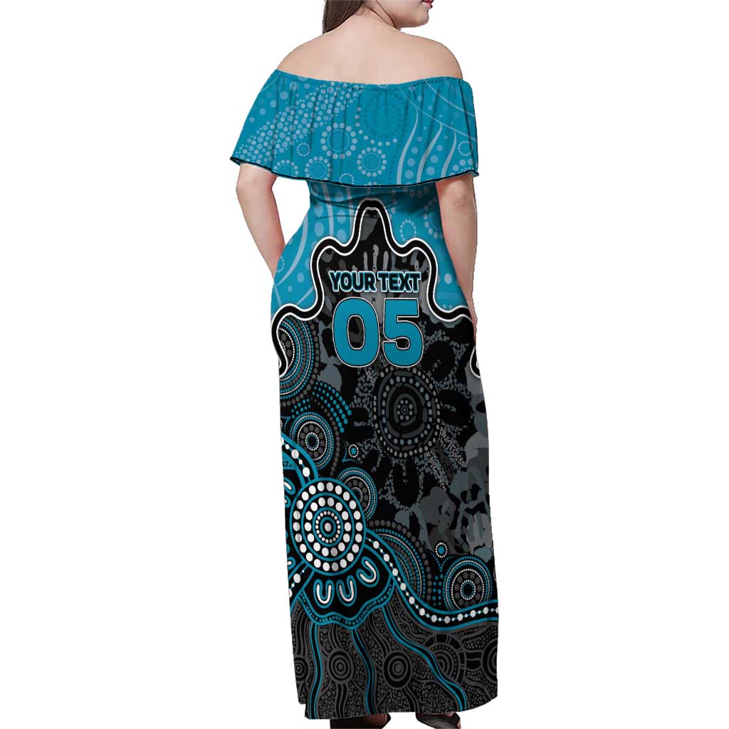 Custom Power Football Family Matching Off Shoulder Maxi Dress and Hawaiian Shirt Aboriginal Dot Art Pattern