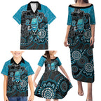 Custom Power Football Family Matching Puletasi and Hawaiian Shirt Aboriginal Dot Art Pattern