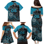 Custom Power Football Family Matching Puletasi and Hawaiian Shirt Aboriginal Dot Art Pattern