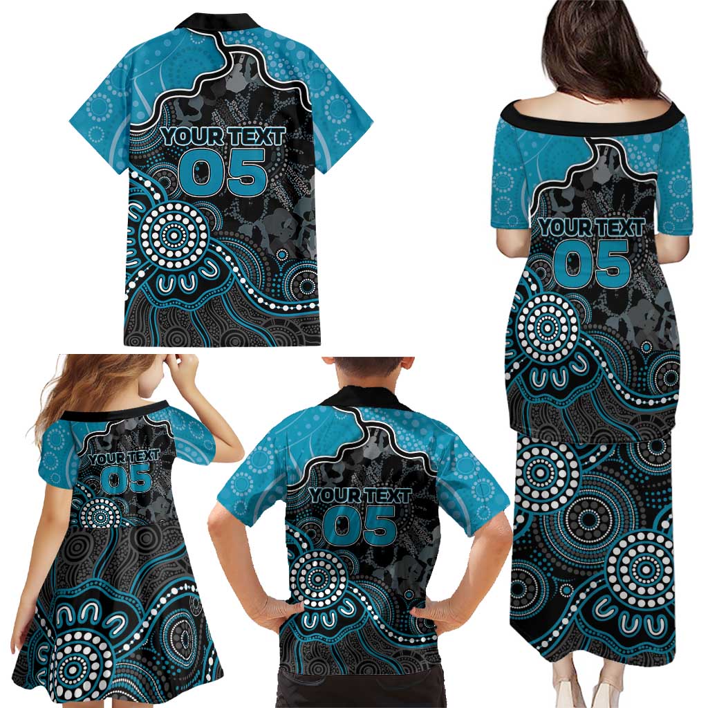 Custom Power Football Family Matching Puletasi and Hawaiian Shirt Aboriginal Dot Art Pattern