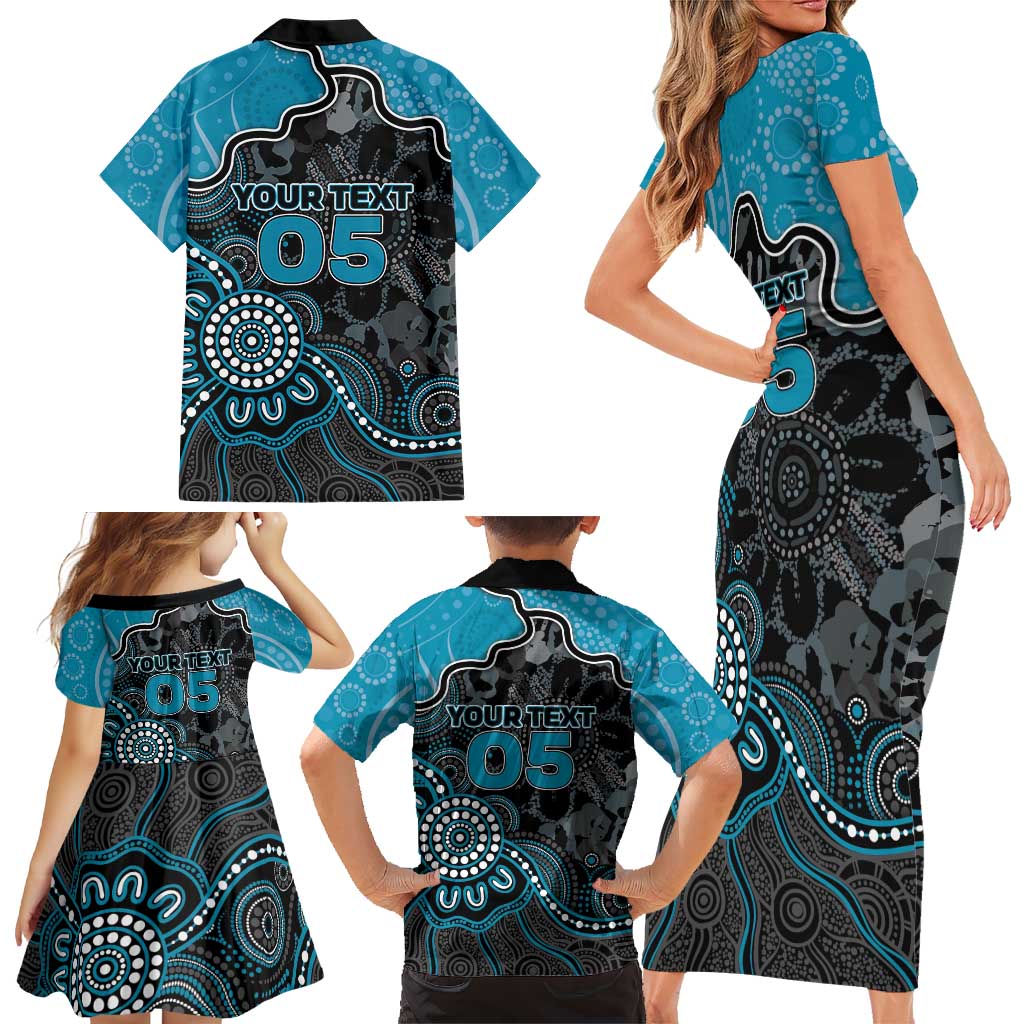 Custom Power Football Family Matching Short Sleeve Bodycon Dress and Hawaiian Shirt Aboriginal Dot Art Pattern