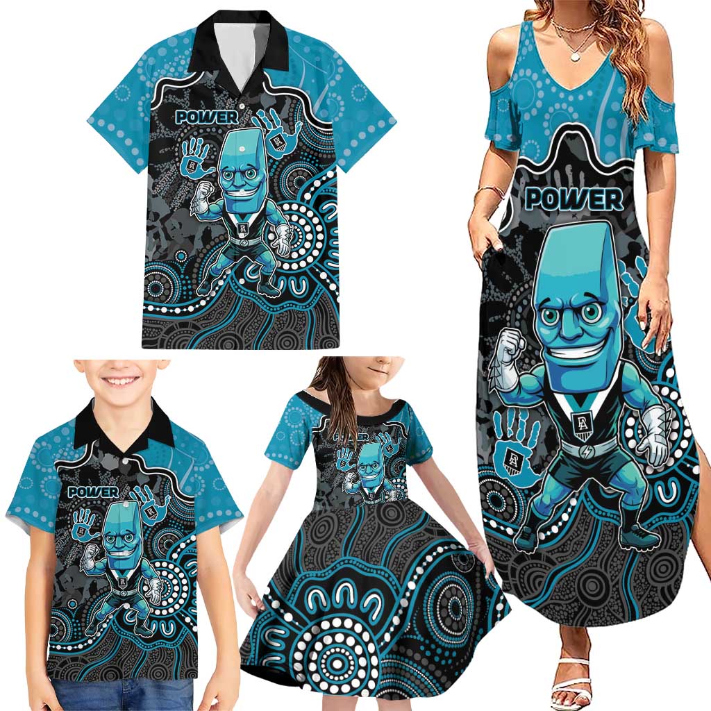 Custom Power Football Family Matching Summer Maxi Dress and Hawaiian Shirt Aboriginal Dot Art Pattern