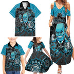 Custom Power Football Family Matching Summer Maxi Dress and Hawaiian Shirt Aboriginal Dot Art Pattern