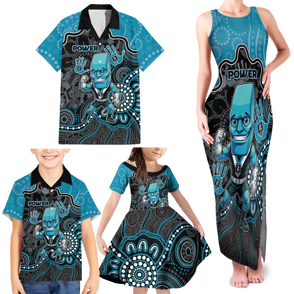 Custom Power Football Family Matching Tank Maxi Dress and Hawaiian Shirt Aboriginal Dot Art Pattern