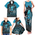 Custom Power Football Family Matching Tank Maxi Dress and Hawaiian Shirt Aboriginal Dot Art Pattern