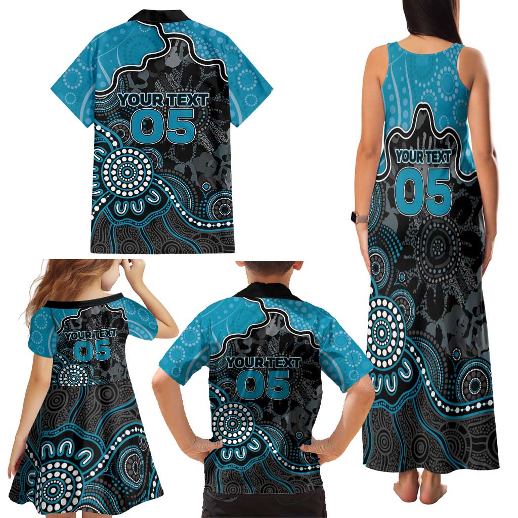 Custom Power Football Family Matching Tank Maxi Dress and Hawaiian Shirt Aboriginal Dot Art Pattern