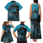 Custom Power Football Family Matching Tank Maxi Dress and Hawaiian Shirt Aboriginal Dot Art Pattern
