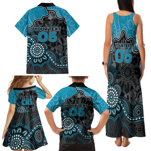 Custom Power Football Family Matching Tank Maxi Dress and Hawaiian Shirt Aboriginal Dot Art Pattern