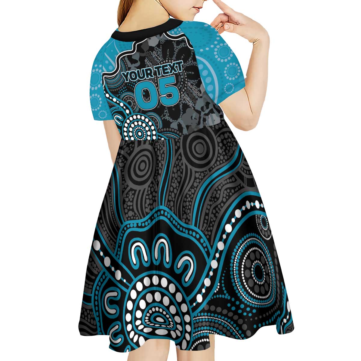 Custom Power Football Kid Short Sleeve Dress Aboriginal Dot Art Pattern