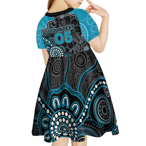 Custom Power Football Kid Short Sleeve Dress Aboriginal Dot Art Pattern