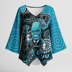 Custom Power Football Kimono Sleeve Blouse Aboriginal Dot Art Pattern