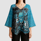 Custom Power Football Kimono Sleeve Blouse Aboriginal Dot Art Pattern