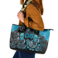 Custom Power Football Leather Tote Bag Aboriginal Dot Art Pattern