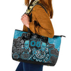 Custom Power Football Leather Tote Bag Aboriginal Dot Art Pattern
