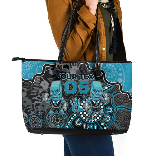 Custom Power Football Leather Tote Bag Aboriginal Dot Art Pattern