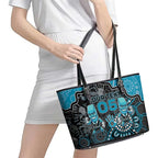 Custom Power Football Leather Tote Bag Aboriginal Dot Art Pattern
