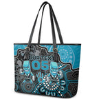 Custom Power Football Leather Tote Bag Aboriginal Dot Art Pattern