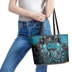 Custom Power Football Leather Tote Bag Aboriginal Dot Art Pattern