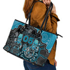 Custom Power Football Leather Tote Bag Aboriginal Dot Art Pattern