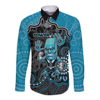 Custom Power Football Long Sleeve Button Shirt Aboriginal Dot Art Pattern
