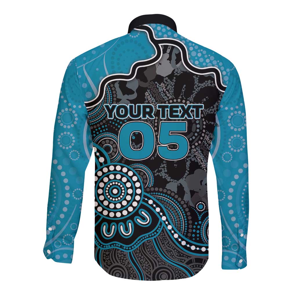 Custom Power Football Long Sleeve Button Shirt Aboriginal Dot Art Pattern