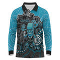 Custom Power Football Long Sleeve Polo Shirt Aboriginal Dot Art Pattern