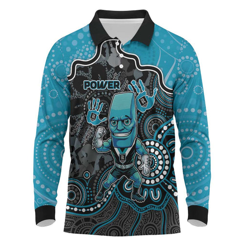 Custom Power Football Long Sleeve Polo Shirt Aboriginal Dot Art Pattern