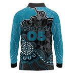 Custom Power Football Long Sleeve Polo Shirt Aboriginal Dot Art Pattern