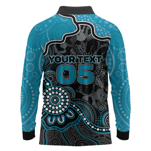 Custom Power Football Long Sleeve Polo Shirt Aboriginal Dot Art Pattern