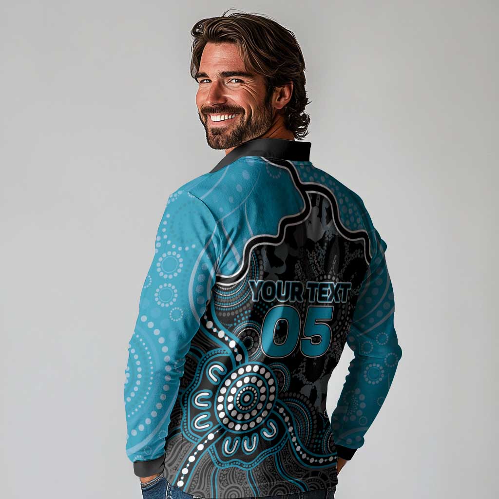 Custom Power Football Long Sleeve Polo Shirt Aboriginal Dot Art Pattern
