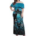 Custom Power Football Off Shoulder Maxi Dress Aboriginal Dot Art Pattern